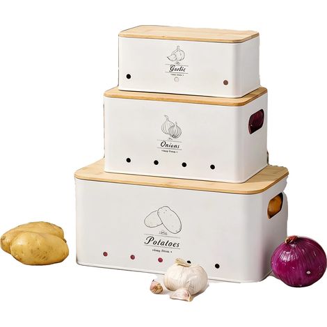 Boîtes de rangement pour légumes, circulation de l'air, design multi-usage, Boîte blanche, 3 niveaux (1/2)