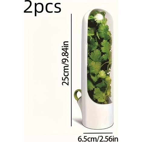 Lot de 2 conservateurs d'herbes, capsules de graines pour conserver les légumes frais, récipient pour coriandre pour réfrigérateur, permet de conserver les herbes en bouteille (1/5)