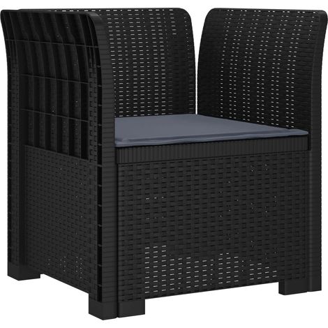 Poltrona a 1 Posto con Cuscino Aspetto Rattan PP Antracite vidaXL