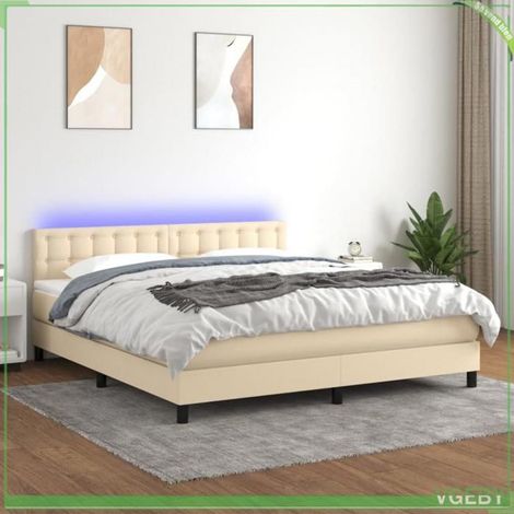 Sommier tapissier avec matelas et LED - FAF7291712410734 - 160x200 cm - Matelas 20 cm ressorts ensachés - Bande LED colorée (1/5)