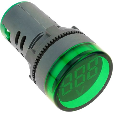 BeMatik - Affichage LCD à 3 chiffres vert avec voltmètre 50-500 VAC rond 22mm (1/5)