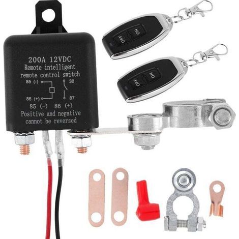 Circuit Batterie 12v, DC 12v 200a Coupe Batterie Voiture, Coupe Batterie Distance, Coupe Circuit Voiture, Coupe Circuit Batterie Voiture pour Voiture, Rv, Camion -2 PCS Télécommande Anti (1/4)