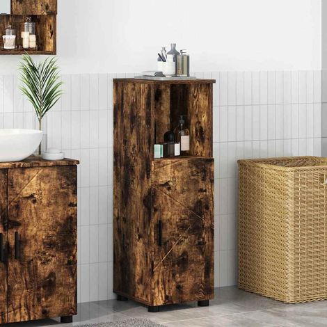 Badezimmerschrank mit Tür Geräucherte Eiche 30 x 35 x 95 cm (1/5)
