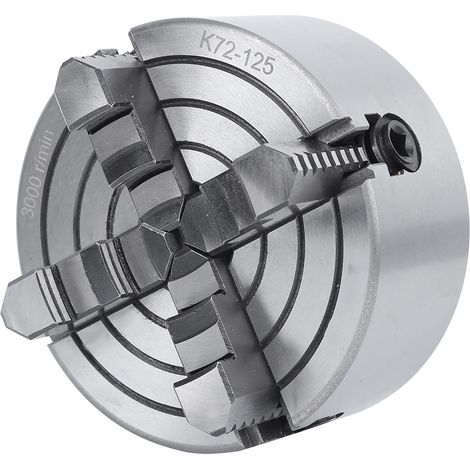 Mandrin de tour à 4 mors avec dispositif de serrage indépendant, force de serrage élevée, capacité de pièce 125 mm, 3000 tr/min (1/5)