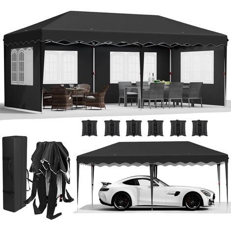 Abri de jardin pliant, auvent imperméable, protection UV, noir (1/2)