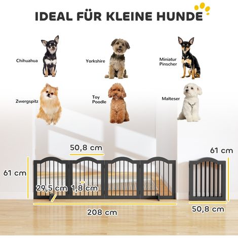 Barrière pour chien, barrière de protection indépendante avec pieds, barrière pliable pour chien, 4 panneaux, 208 x 29,5 x 61 cm, noir (1/5)