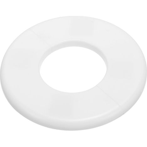 Plaque d'Écussons Auto-Adhésive Ronde 2.01"/51mm, Couverture Murale en ABS pour Tuyau d'Eau, Cache Mitigeur Douche Boucles Rosace Robinet Chauffage Plomberie, Blanc (1/5)