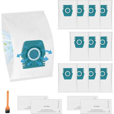 Confezione da 12 sacchetti per la polvere TU con 4 filtri di scarico per aspirapolvere Miele Pure Air TU 3D, serie Parquet Silence e Cat & Dog. (1/5)