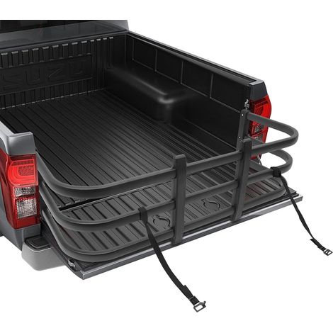 Extensor de caja para camioneta – Extensor de zona de carga, 122–155 cm, ajustable, aluminio, negro, exterior y transporte, robusto y moderno, para profesionales y aventureros (1/5)