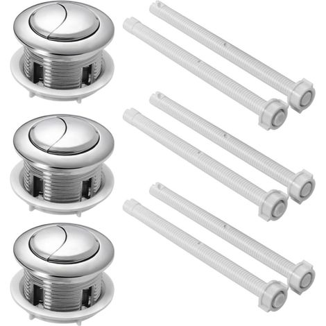 Bouton-poussoir de Toilette Rond 38mm à Double Pression, Argenté (1/5)