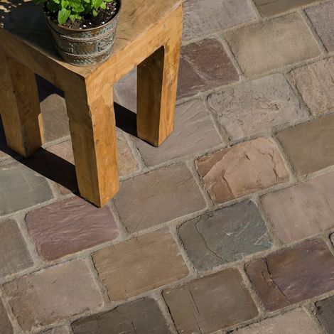 Pavé Grès Kandla Multicolore 20x14x2-2,5 cm (vendu au m² - 30 pavés/m²) - RO'MA NATURE