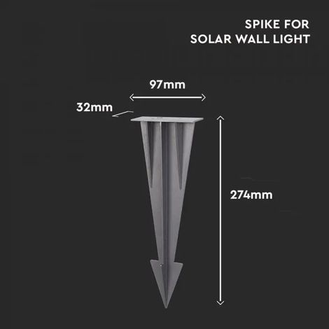 V-TAC Picchetto da Giardino per Lampada Solare da Parete Grigio Scuro VT-409CCT