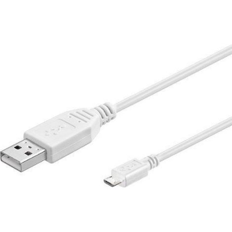 Câble Micro USB - USB A Mâle vers Micro USB B Femelle - 3 m - Blanc - AWG28 - Double Blindage - UL2725