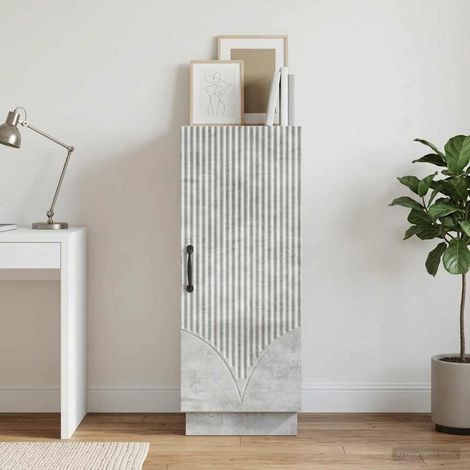 Buffet gris béton avec rangement 1 porte 33 x 34,5 x 87 cm en bois d’ingénierie - PANGIVO (1/5)