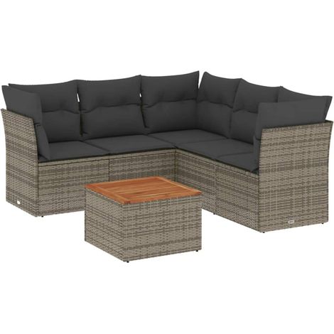 Maison Exclusive - 6-tlg. Garten-Sofagarnitur mit Kissen Grau Pol