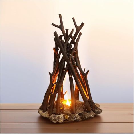 Veilleuse en bois, lampe de bûche créative avec LED (1/5)