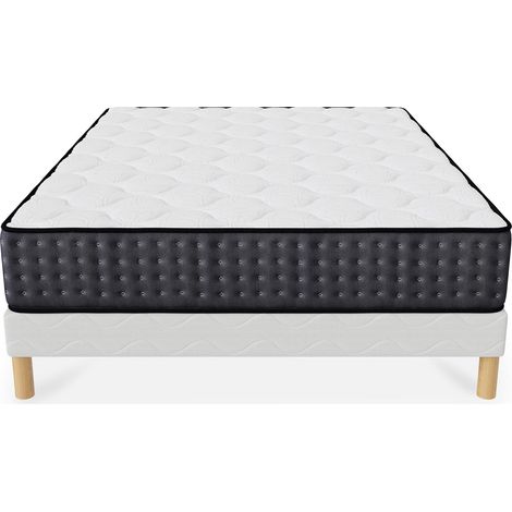Mobilier Deco – Ensemble sommier tapissier + matelas 26 cm 160x200 – Épaisseur 26 cm – Confort ferme – Pour literie haut de gamme