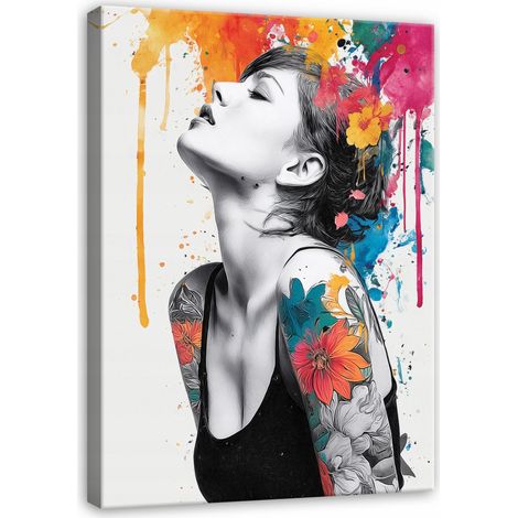 Leinwandbild Abstraktes Frauenportrait, moderner Kunstdruck für Schlafzimmer und Wohnzimmer, hochauflösender Druck, 40 x 30 cm