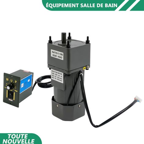 WAOBDLA Moteur de réducteur d'engrenage 120W 1:180 (180K) alliage d'aluminium avec contrôleur de vitesse 0-90r/min
