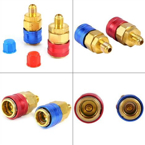 Une paire de raccords rapides QC12 R134A (rouge pour la haute tension, bleu pour la basse tension) (1/5)