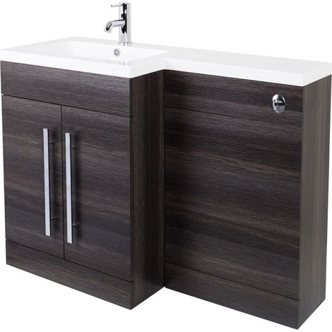 Calm Grey LH Combination Vanity Unit Set BTW Toilet Seat Cistern (1/3)