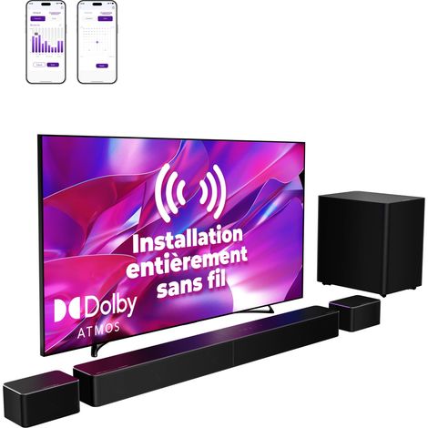 Barre de Son TV Système Surround sans Fil avec Dolby Atmos (1/5)