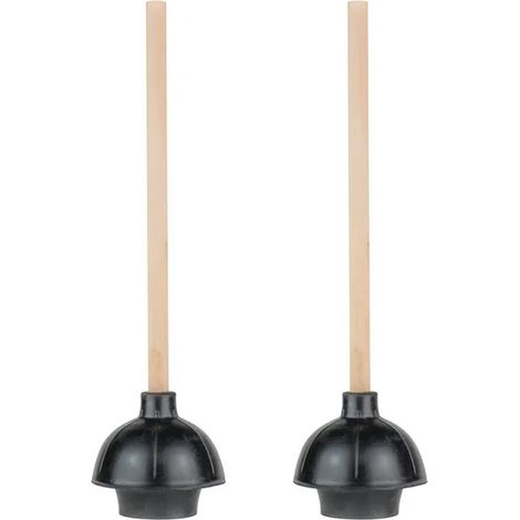 Plongeur - Tête En Caoutchouc Double Action - Manche En Bois - Pour Toilettes, Éviers Et Baignoires - 1 Pièce (1/5)