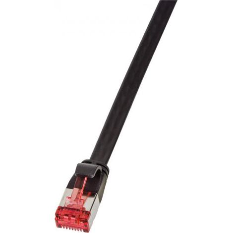 Cavo patch LogiLink Professional SlimLine Cat.6A, piatto, U/FTP, 0,25 m, nero - Compatto per armadi di rete e uffici