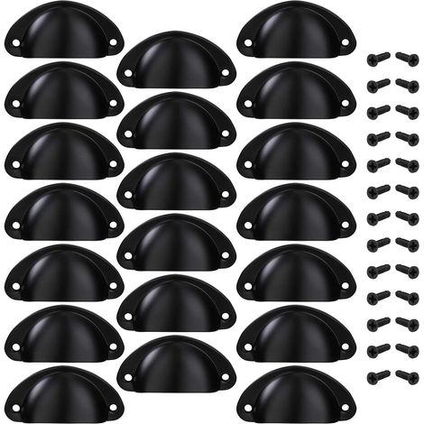 CCYKXA Shell-Shaped Drawer Knob Door Knob, Decorative Handle for Furniture, Drawers, Cabinets, and Cupboards, with Screws, 20 Pieces, Black (1/5)
