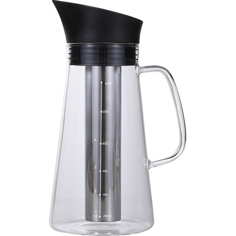 Cafetière à infusion à froid, machine à café glacé, en verre et acier inoxydable, hermétique, avec bouilloire à infusion à froid. (1/2)