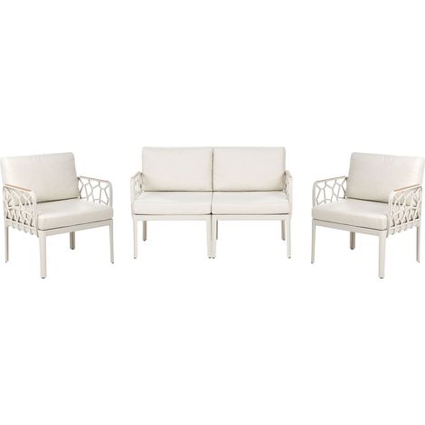 Garden Sofa Set 4 Seater ERICHE Light Beige