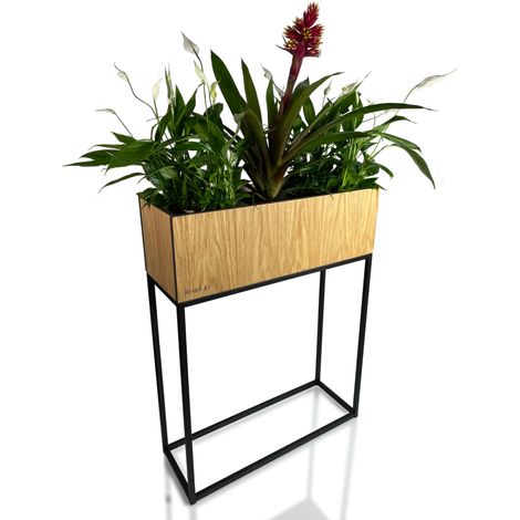 FIORINO Eichenholz-Blumenständer im Loft-Stil, 62 x 22 x 80 cm (1/5)
