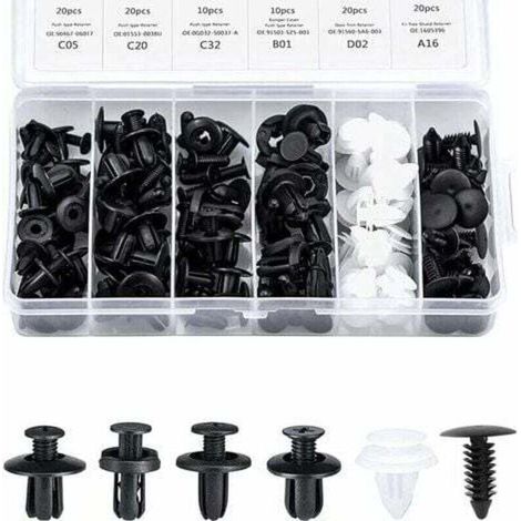 Clips de garniture intérieure, clips de rivet en plastique, clips de protection de rivet en plastique, clips de panneau de porte, 100 pièces/boîte, 6 types différents de clips de fixation automobile