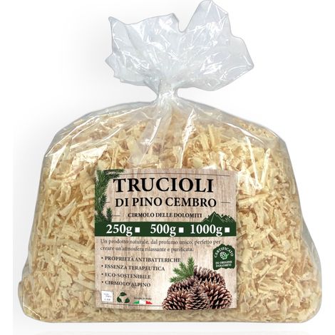 Trucioli di Pino Cembro - Cirmolo delle Dolomiti - 100% Naturali e Certificati - Profumati e Purificanti per Cuscini e Sacchetti 1000 Grammi (1/5)