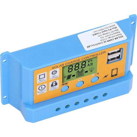 Contrôleur de panneau solaire avec affichage numérique, contrôleur de charge de panneau solaire, régulateur de batterie intelligent, 12V/24V/20A, 260W (12V)/520W (24V). (1/5)