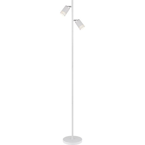 Standlampe Stehlampe Stehleuchte schwenkbar 2 flammig weiß chrom H 153 cm