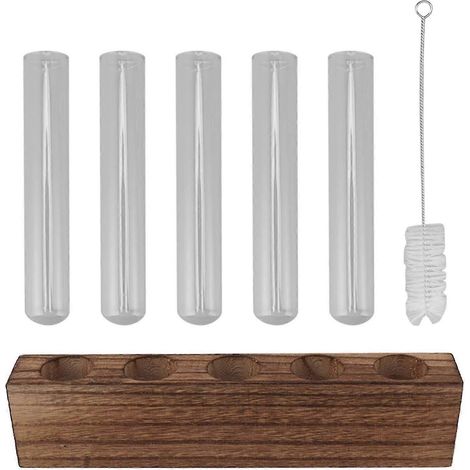 Station de propagation de plantes en verre, tubes de propagation, micro-paysage végétal de bureau avec cadre en bois, mini tubes à essai, décoration intérieure, 5 tubes, intelligent (1/5)