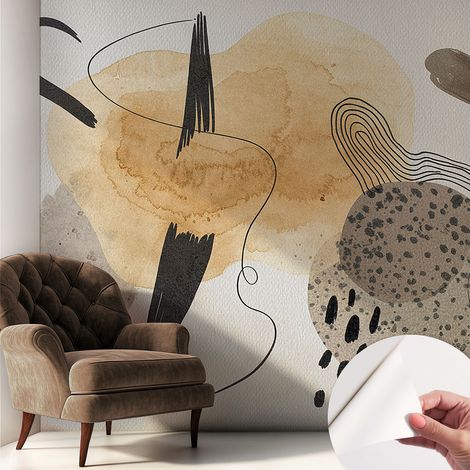Papier peint adhésif autocollant pour salon chambre à coucher peint imprimé Installation facile Composition abstraite 250x250 cm (1/5)