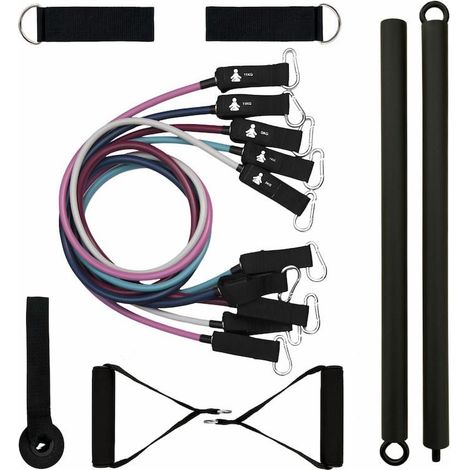FITPADDY Set 11 Pezzi Fasce Elastiche Resistenza Variabile 5-14kg Nero 5 Fasce (1/4)
