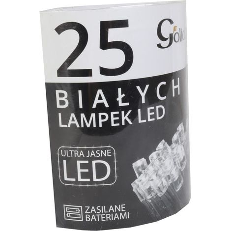 Luces blancas para árbol de Navidad con 2 pilas AA y 25 LED ultrabrillantes.