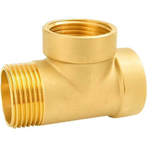 Répartiteur de raccordement d'eau à 3 voies en laiton - 2,54 cm Distributeur d'eau 3 voies DN25 1" IG x AG - Raccord en T pour pompe, centrale d'eau domestique et irrigation de pompe à eau (1/5)
