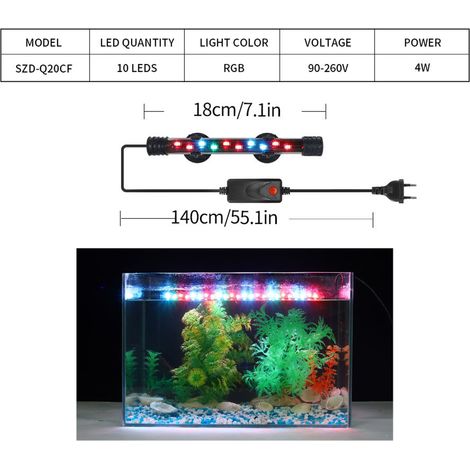 Lumière d'aquarium pour aquarium, niveau d'étanchéité élevé, luminosité, perles LED, conception améliorée, large application, économie d'énergie et protection de l'environnement (1/5)