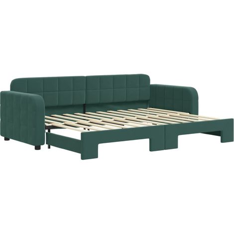 vidaXL Divano Letto con Letto Estraibile Verde Scuro 80x200cm Velluto (1/5)