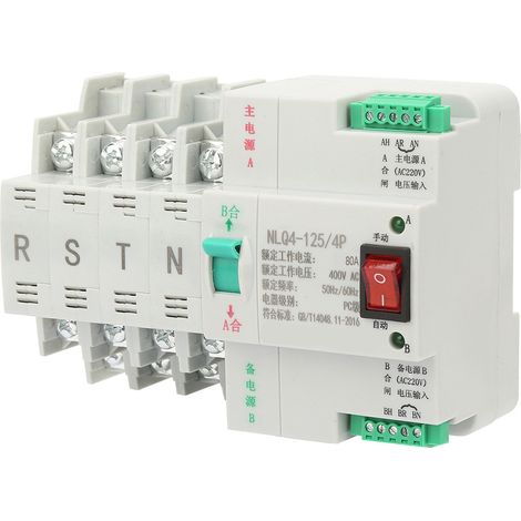 Commutateur de transfert automatique bipolaire 4P 80A AC 400V, interrupteur inverseur de source double puissance (1/4)