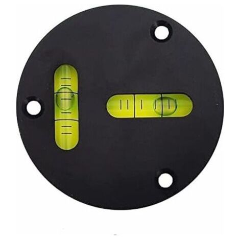 LAN Niveau universel en métal rond horizontal à bulles type T - Niveau en métal - Diamètre : 60 mm - Précision : 2 mm - Peut être fixé avec des trous de vis (noir) (1/4)