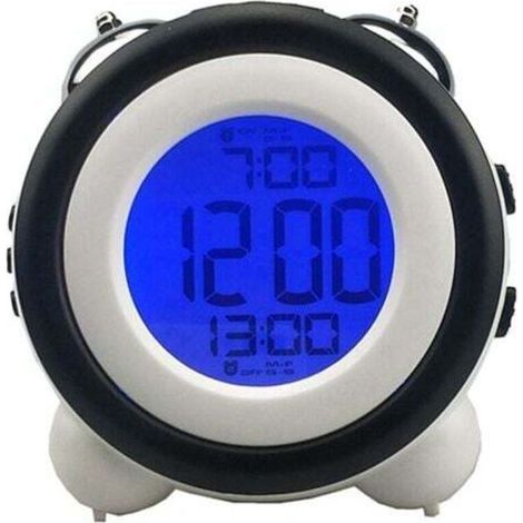 Réveil - Lampe De Chevet À Double Cloche - Capteur Intelligent - Écran LCD Grand Format - Pour Enfant Et Adulte - 1 Pièce