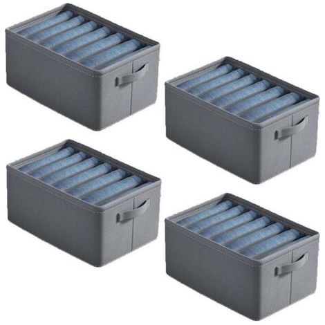Contenitore pieghevole da 4 pezzi, adatto per vestiti, grigio, 7 scomparti (443020CM) (1/4)
