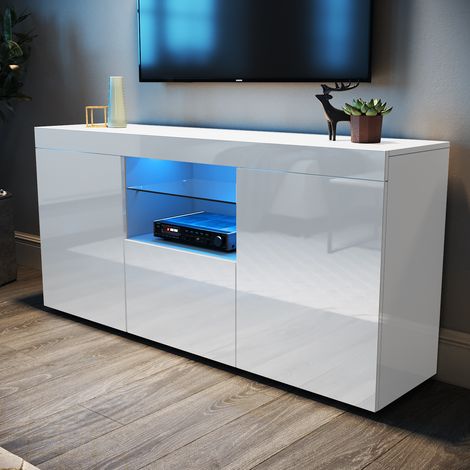 ELEGANT 1350mm TV Stand Unit MFC TV Cabinet High Gloss LED Lights Storage Furniture Living Room Bedroom TV Stand for 32 40 43 50 55 60 65 inch 4k TV