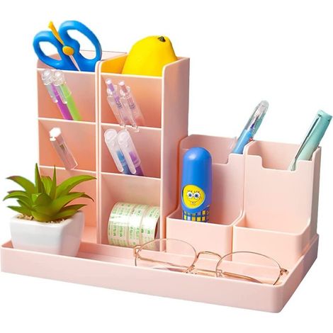 Porte-stylo de bureau, ensemble de 5 pièces, boîte à stylos en plastique combinable à volonté pour enfants, organisateur de bureau multifonctionnel, porte-stylo pour le bureau, la maison et l'école (r