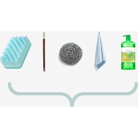 Égouttoir d'évier rétractable avec barre de suspension et porte-éponge en plastique gris (1/5)